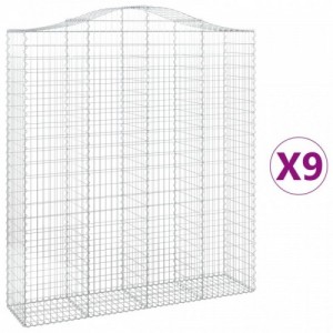 9 db íves horganyzott vas gabion kosár 200x50x220|240 cm