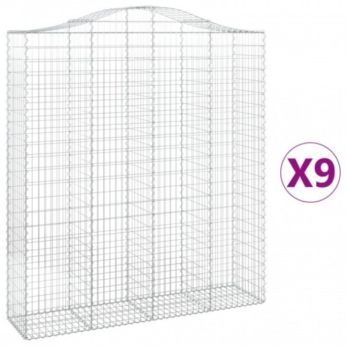 9 db íves horganyzott vas gabion kosár 200x50x220|240 cm