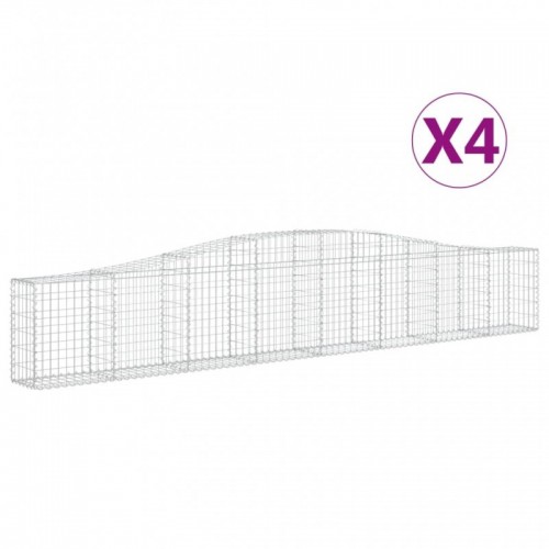 4 db íves horganyzott vas gabion kosár 400x30x60|80 cm