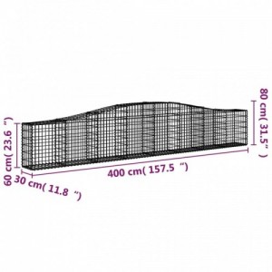 7 db íves horganyzott vas gabion kosár 400x30x60|80 cm