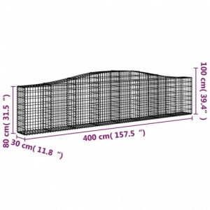 2 db íves horganyzott vas gabion kosár 400x30x80|100 cm