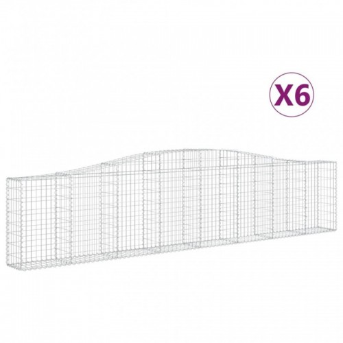 6 db íves horganyzott vas gabion kosár 400x30x80|100 cm