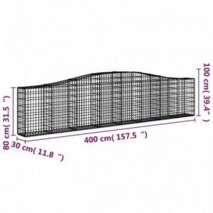 8 db íves horganyzott vas gabion kosár 400x30x80|100 cm