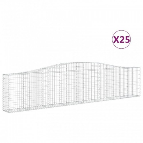 25 db íves horganyzott vas gabion kosár 400x30x80|100 cm