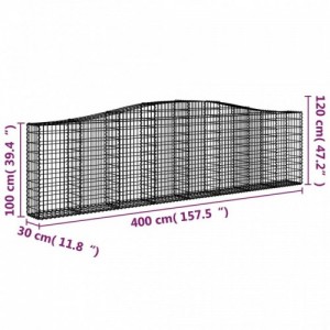 7 db íves horganyzott vas gabion kosár 400x30x100|120 cm