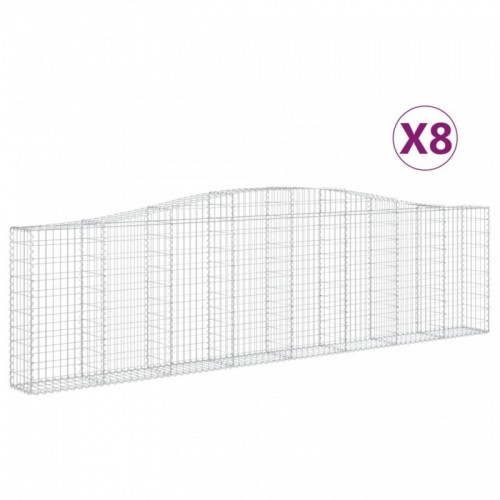 8 db íves horganyzott vas gabion kosár 400x30x100|120 cm