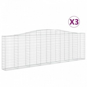 3 db íves horganyzott vas gabion kosár 400x30x120|140 cm