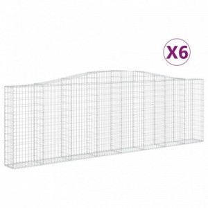 6 db íves horganyzott vas gabion kosár 400x30x120|140 cm