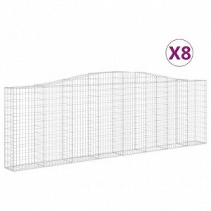 8 db íves horganyzott vas gabion kosár 400x30x120|140 cm