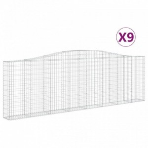 9 db íves horganyzott vas gabion kosár 400x30x120|140 cm