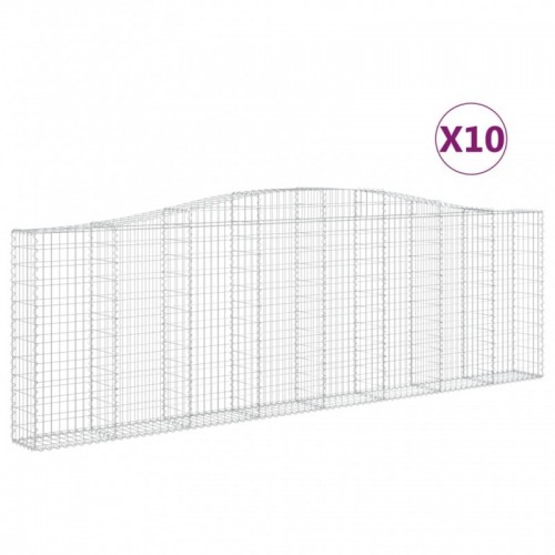 10 db íves horganyzott vas gabion kosár 400x30x120|140 cm