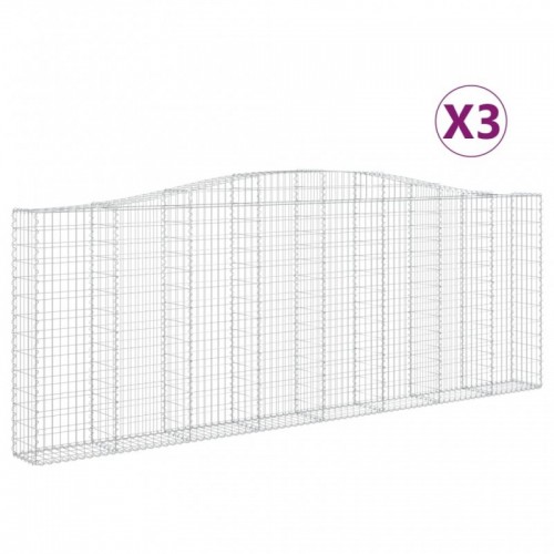 3 db íves horganyzott vas gabion kosár 400x30x140|160 cm