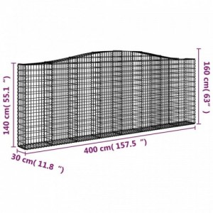 3 db íves horganyzott vas gabion kosár 400x30x140|160 cm