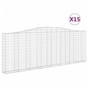 15 db íves horganyzott vas gabion kosár 400x30x140|160 cm