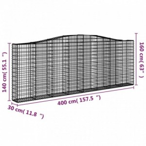 15 db íves horganyzott vas gabion kosár 400x30x140|160 cm