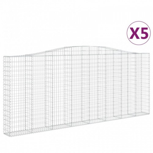 5 db íves horganyzott vas gabion kosár 400x30x160|180 cm