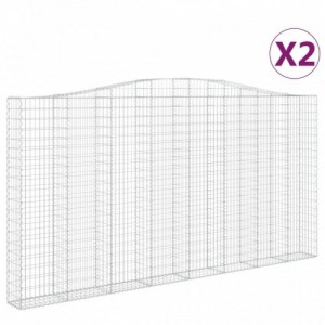 2 db íves horganyzott vas gabion kosár 400x30x200|220 cm