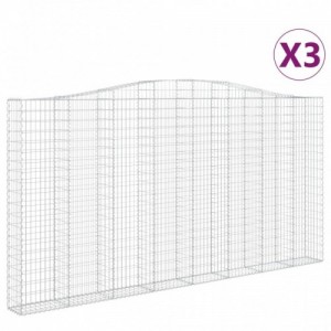 3 db íves horganyzott vas gabion kosár 400x30x200|220 cm