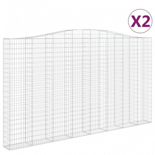 2 db íves horganyzott vas gabion kosár 400x30x220|240 cm