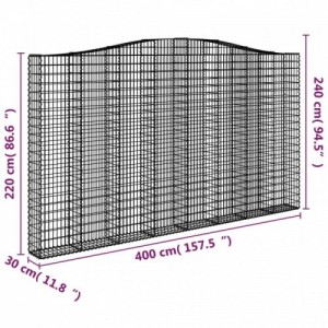 3 db íves horganyzott vas gabion kosár 400x30x220|240 cm