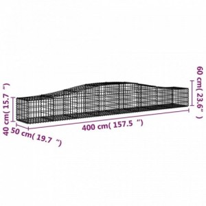 10 db íves horganyzott vas gabion kosár 400x50x40|60 cm