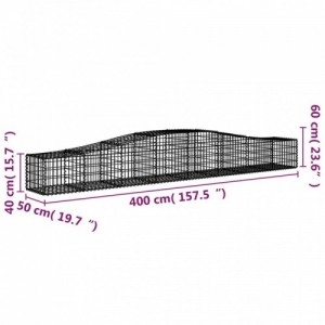 20 db íves horganyzott vas gabion kosár 400x50x40|60 cm