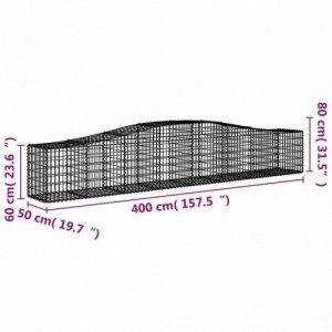 3 db íves horganyzott vas gabion kosár 400x50x60|80 cm