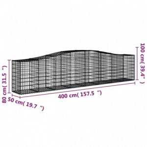 7 db íves horganyzott vas gabion kosár 400x50x80|100 cm