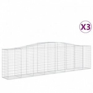 3 db íves horganyzott vas gabion kosár 400x50x100|120 cm