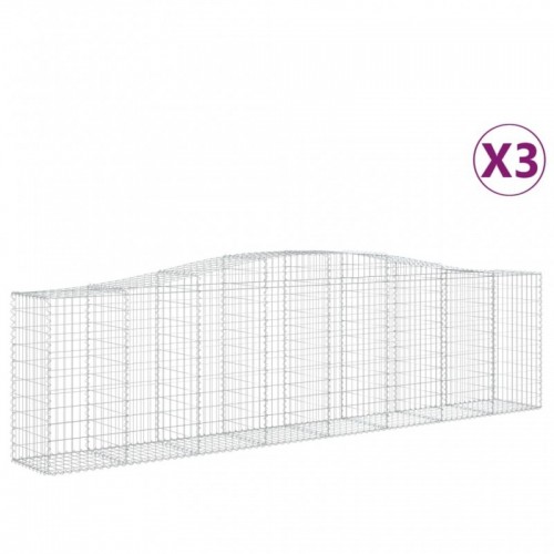 3 db íves horganyzott vas gabion kosár 400x50x100|120 cm