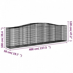 3 db íves horganyzott vas gabion kosár 400x50x100|120 cm