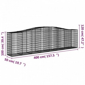 5 db íves horganyzott vas gabion kosár 400x50x100|120 cm