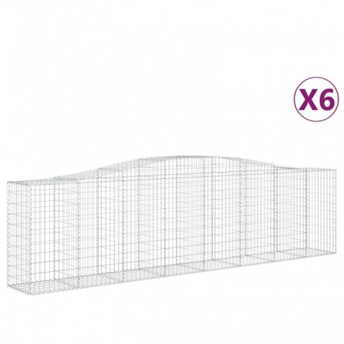 6 db íves horganyzott vas gabion kosár 400x50x100|120 cm