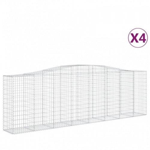 4 db íves horganyzott vas gabion kosár 400x50x120|140 cm