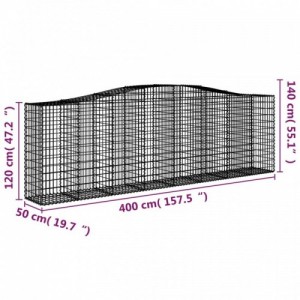 4 db íves horganyzott vas gabion kosár 400x50x120|140 cm