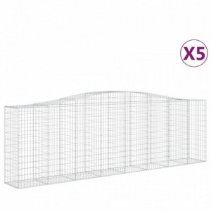 5 db íves horganyzott vas gabion kosár 400x50x120|140 cm