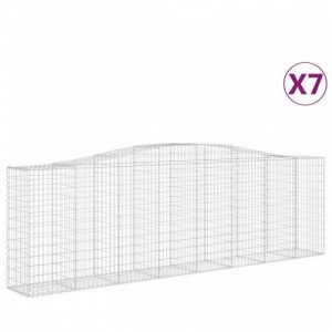 7 db íves horganyzott vas gabion kosár 400x50x120|140 cm