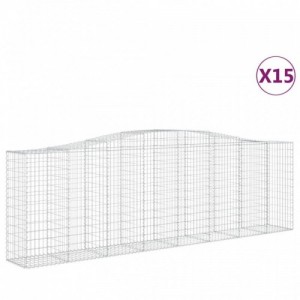 15 db íves horganyzott vas gabion kosár 400x50x120|140 cm