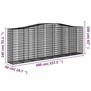 2 db íves horganyzott vas gabion kosár 400x50x140|160 cm