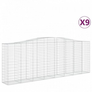 9 db íves horganyzott vas gabion kosár 400x50x140|160 cm