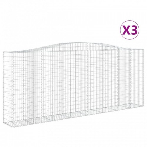 3 db íves horganyzott vas gabion kosár 400x50x160|180 cm