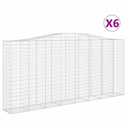 6 db íves horganyzott vas gabion kosár 400x50x180|200 cm