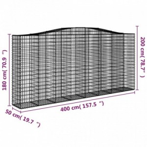 7 db íves horganyzott vas gabion kosár 400x50x180|200 cm