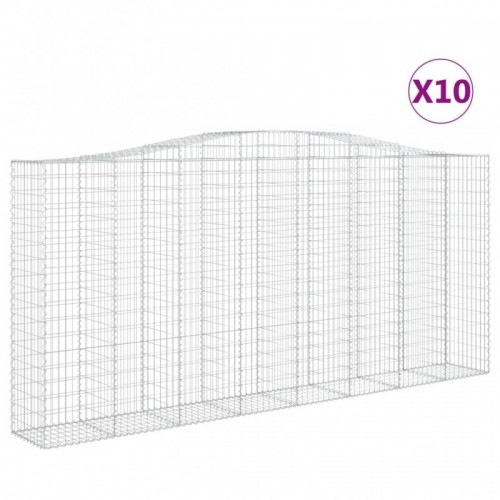 10 db íves horganyzott vas gabion kosár 400x50x180|200 cm