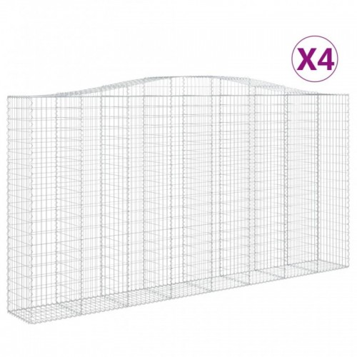 4 db íves horganyzott vas gabion kosár 400x50x200|220 cm