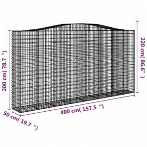 4 db íves horganyzott vas gabion kosár 400x50x200|220 cm