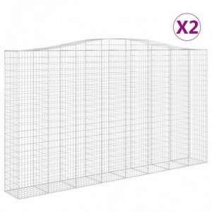 2 db íves horganyzott vas gabion kosár 400x50x220|240 cm