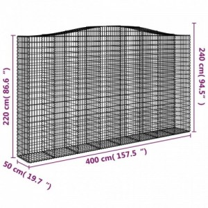 2 db íves horganyzott vas gabion kosár 400x50x220|240 cm