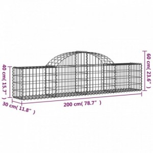 3 db íves horganyzott vas gabion kosár 200x30x40|60 cm