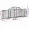 4 db íves horganyzott vas gabion kosár 200x30x60|80 cm